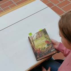 Foto von Elisa mit ihrem Buch "Ein Mädchen namens Willow" (vergrößerte Bildansicht wird geöffnet)