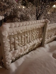 Foto von einem zugeschneiten Gartenzaun (vergrößerte Bildansicht wird geöffnet)